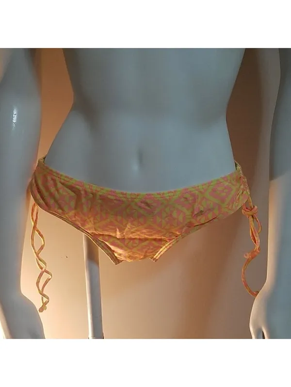 O'Neill Women's Bikini Bottoms in Yellow and Pink Geometric Print, Size M - Image 2
