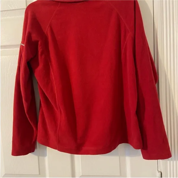 L.L. Bean Red Fleece Quarter‎ Zip Pullover Sweater Women's Size Large - Image 3