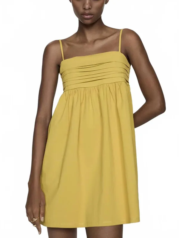 Mango Draped Neckline Dress NWT Yellow Size 2 / XS - Image 3