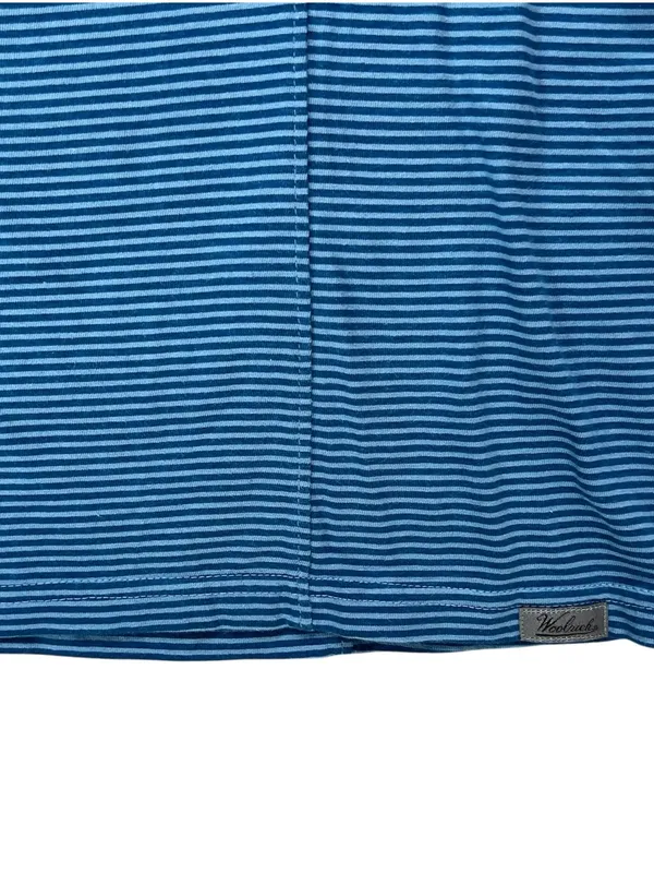 Woolrich Blue and White Thin-Striped Short Sleeve Tee - Image 4