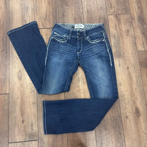 ARIAT R.E.A.L. Womens' Mid Rise Stretch Entwined Boot Cut Jean Sz 28R Marine - Image 3
