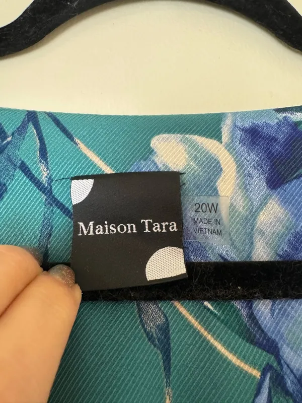 Maison Tara Teal Floral V-Neck Maxi Dress Size 20W - Image 6