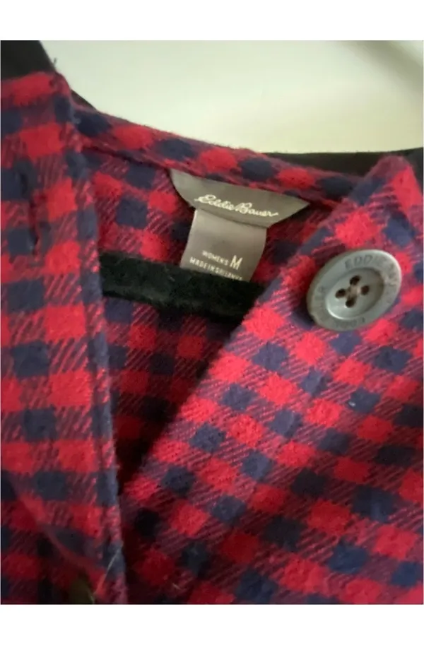 Eddie Bauer Red Plaid Shirt Medium - Image 6