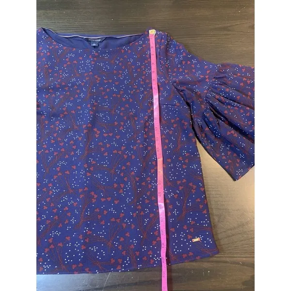 Tommy Hilfiger Cottage Blouse Top Women's Small Sheer Lined Bell‎ Sleeve Office - Image 11