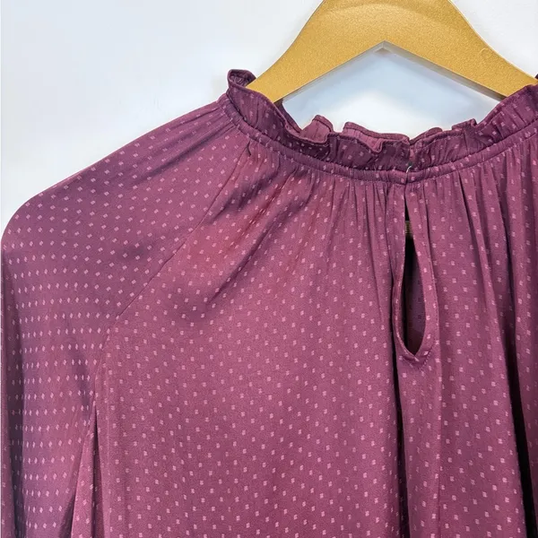 Madewell Burgundy Ruffled Blouse - Image 3
