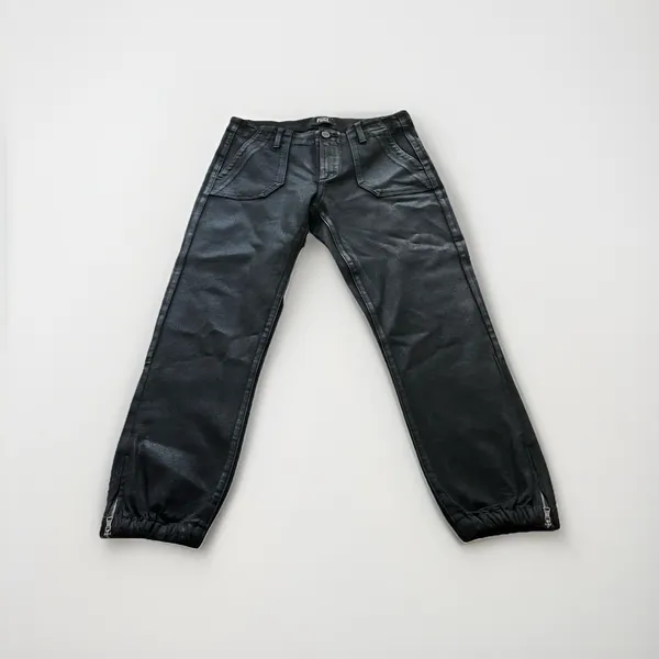 Paige Mayslie Coated Jogger Pants Black Slim Fit Ankle Zip High Rise Size 27 - Image 2