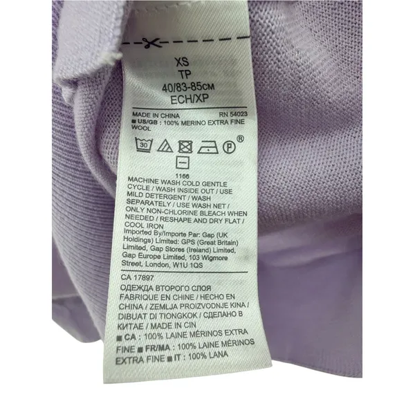 Banana Republic Extra Fine Merino Wool Sweater Lavender Purple Crewneck XS Flaw - Image 5