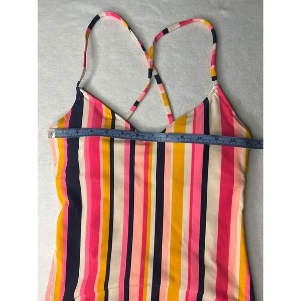 Aerie‎ Women Striped One Piece Swimsuit Multi Color V-Neck Strappy Back Medium - Image 7