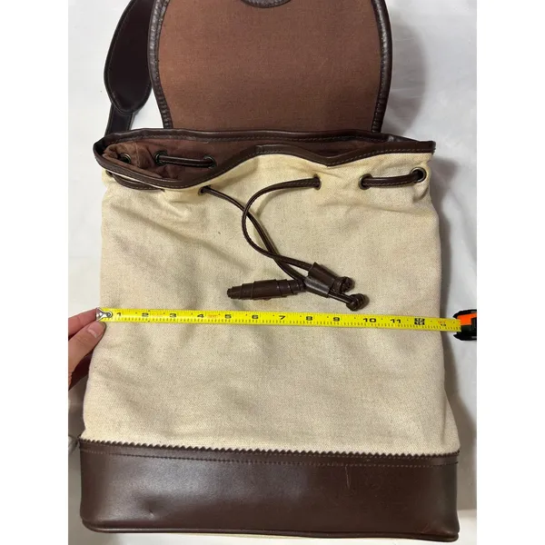 GAP Canvas Leather Trim Drawstring Backpack Brown‎ Rucksack Minimalist - Image 6