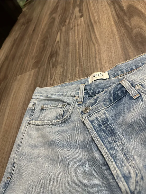 AGOLDE Criss Cross High Rise Jeans 100% Cotton Straight Leg Vintage Blue. - Image 13