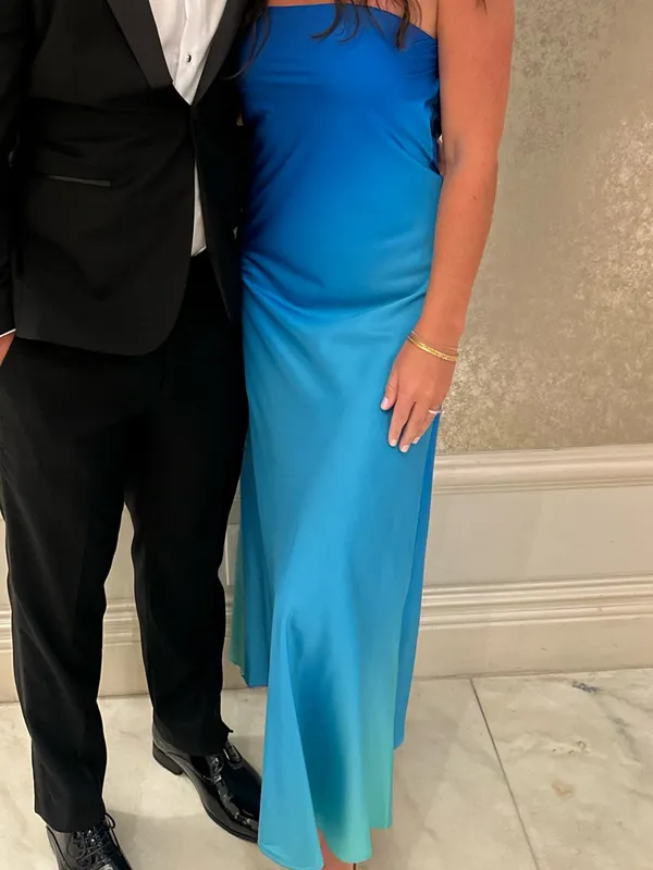 12th Tribe Natalia Blue Ombre Strapless Maxi Dress size small - Image 4