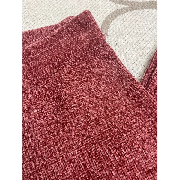 Lulus Comfy Cutie Rusty Rose Chenille Wide Leg Pull On Sweater Pants, Size Small - Image 14