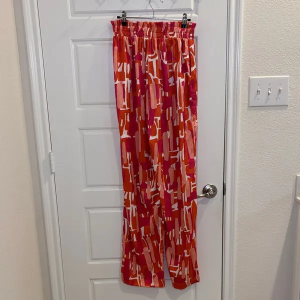 Diarrablu Abstract Print Wide Leg Pants Size M Colorful Pull-On - Image 3