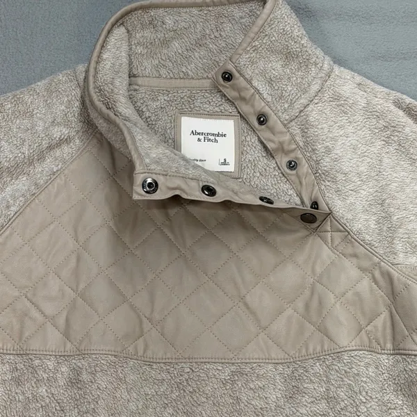 Abercrombie & Fitch Fleece Pullover Women S Tan Gorpcore Cabincore Soft Academia - Image 5