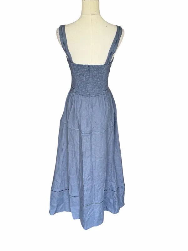 Reformation - NWT Everett Linen Midi Dress Cornflower Blue Size 2 - Image 5