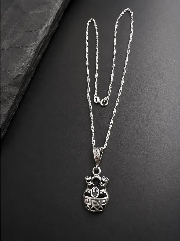 Vintage Native American Masha Wedding Vase Pendant Necklace Sterling Silver 925 - Image 4