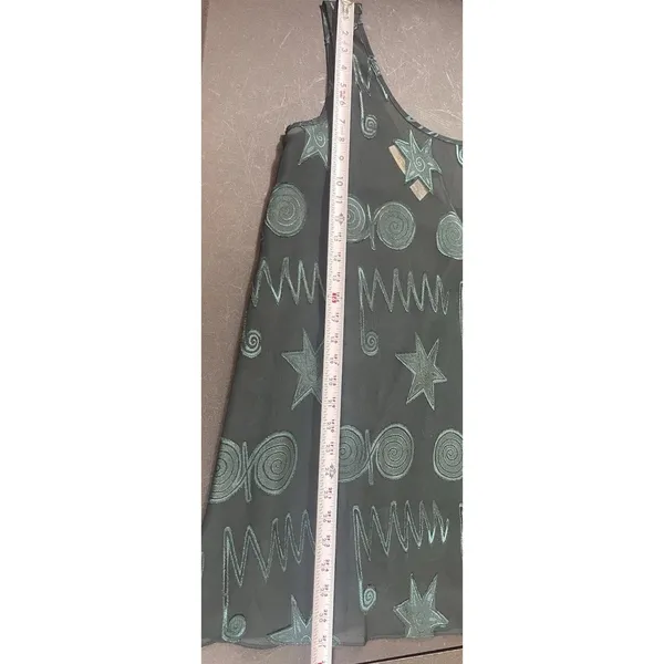Victoria’s Secret Sheer Embroidered Tank Top S Teal Y2K Fairy Grunge Gold Label - Image 6