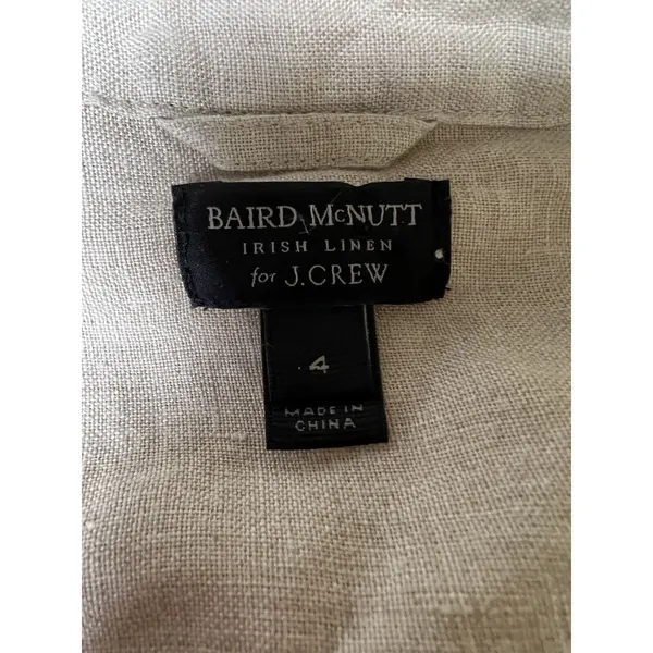 J.Crew Baird McNutt Linen Tunic Style Long‎ Sleeve Shirt Beige Women’s Size 4 - Image 7