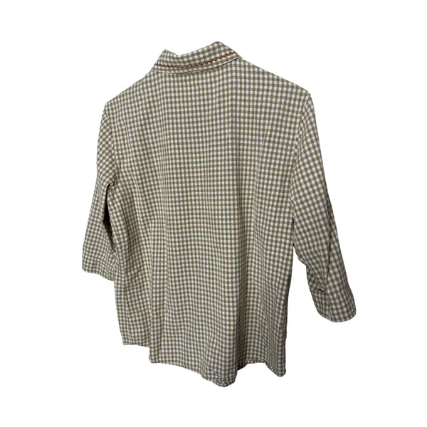 Cascade Blues Womens M Gingham Embroidered Button Up‎ Shirt 3/4 Sleeve Top - Image 6