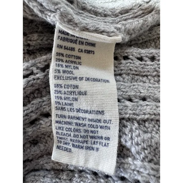 American Eagle XL Gray Sweater Women's Cable Knit Scoop Neck 3/4 Sleeve‎ - Image 4