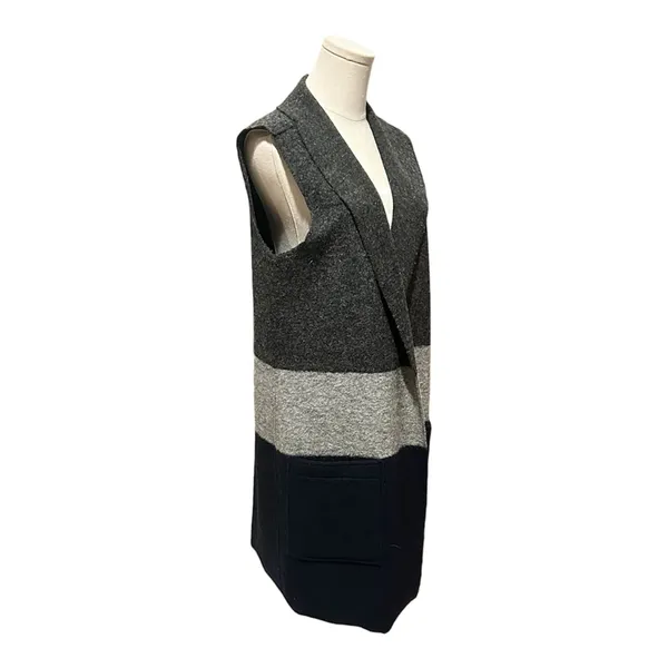 Tahari Colorblock Wool Blend Open Front Long Sweater Vest Women’s Size Large - Image 2