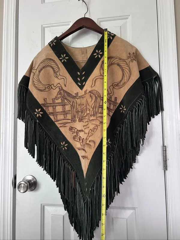 Poncho two tone western style Indian American horse size small/medium - Image 8