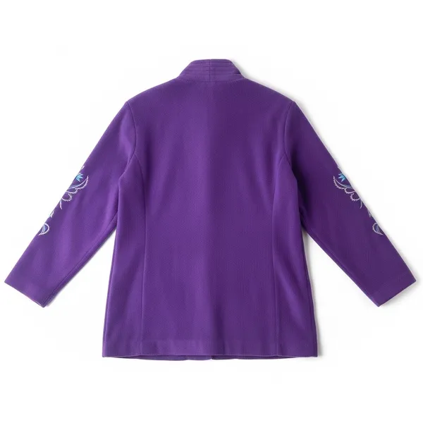 Bob Mackie Wearable Art Purple Fleece Embroidered‎ Paisley Jacket Womens Large L - Image 3