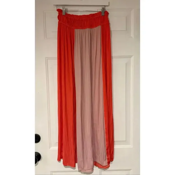 Anthropologie Current Air colorblock smocked waist high rise maxi skirt sml - Image 2