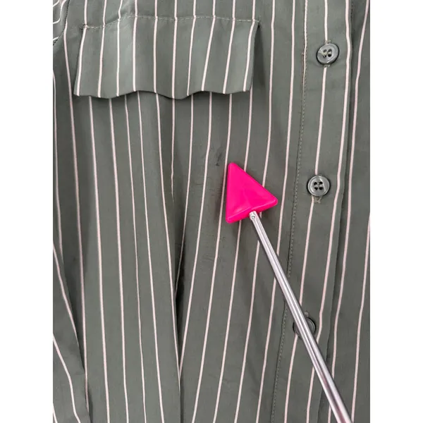 ASOS Shirt Dress Olive Green Pinstripe Maxi SZ 0 Safari Scandi Utility Military - Image 7