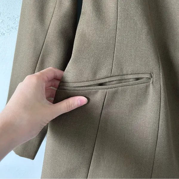 Banana Republic Riding Jacket Blazer Wool Blend Olive Brown Sze 4 Preppy Neutral - Image 5