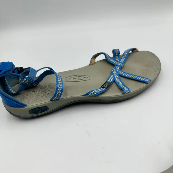 Keen Emerald City Strappy Sandals Blue Yellow Woven Ankle Strap Womens 8 - Image 5