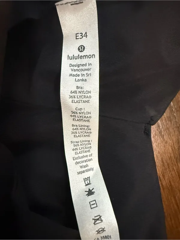 Lululemon "Like Nothing Bra" Women's Size 34E Lightweight Support Black. NWT - Image 5