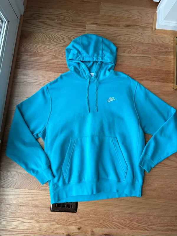 Nike Sportswear Club Fleece Turquoise Aqua Hoodie Pullover Size L - Image 2