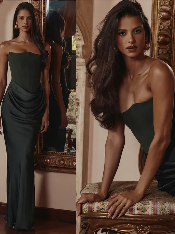 HOUSE OF CB Persephone Olive Green Strapless Corset Maxi/Size S- cup A-C NWOT - Image 3