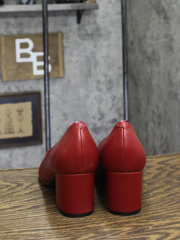 Tommy Hilfiger Nanya Block Heel Pumps TWNANYA Red 8.5M - Image 4