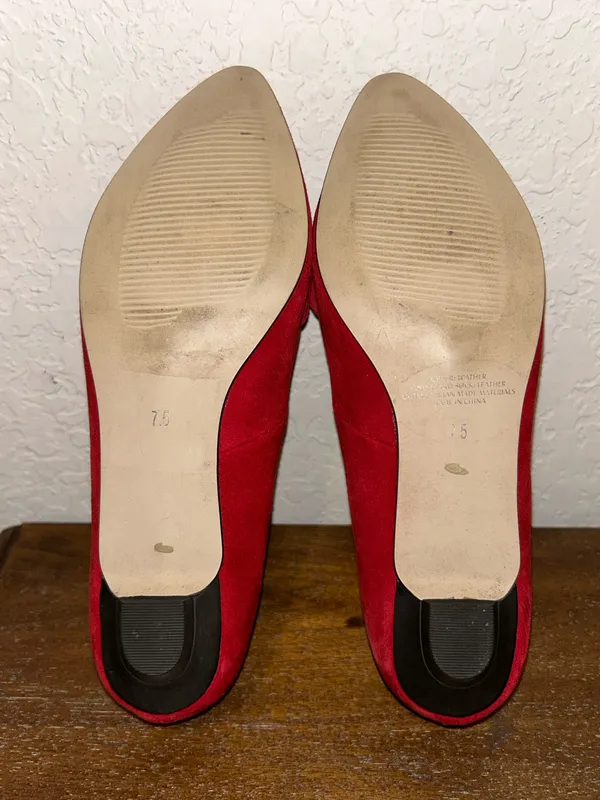 J.Jill Suede Leather Slip On Point Toe Kitten Heel Flat Shoes Size 7.5 Color Red Suede Leather Slip On Point Toe Kitten Heel Gently loved condition - Image 9