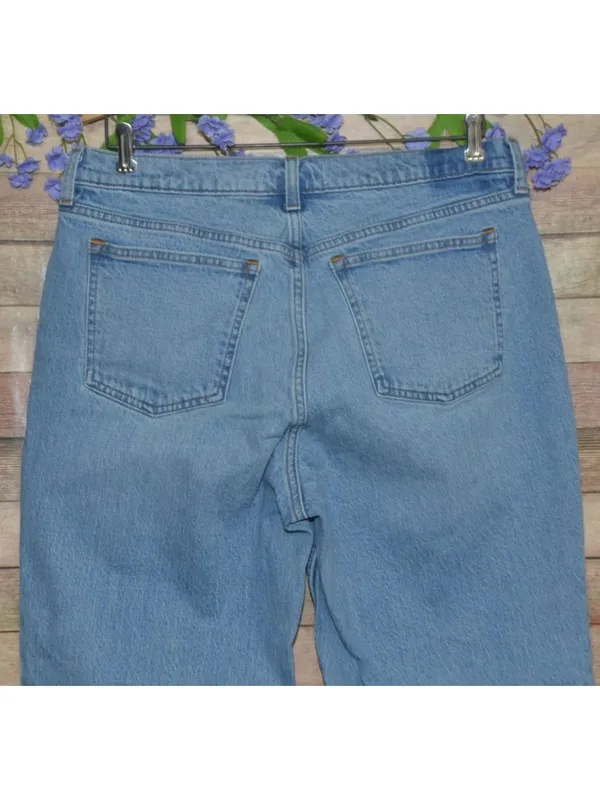 Abercrombie Fitch 90s Straight Mid Rise Curve Love Jeans 31 Regular Light Wash - Image 6