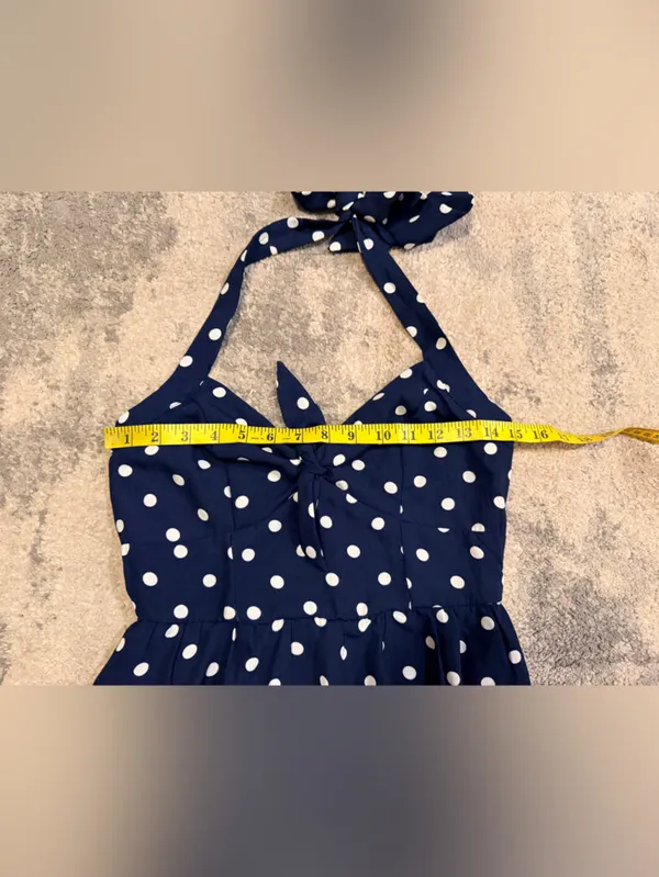 Trixxi Polka Dot Navy Halter Short Dress - Image 2