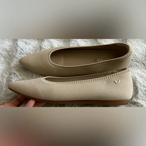 VIVAIA Beige Knit Pointed Toe Flats Sustainable Comfort Shoes EU 38.5 - Image 2