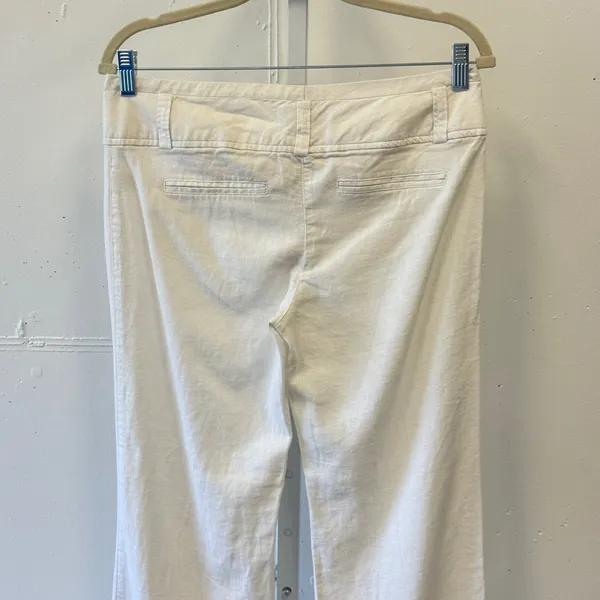 Y2K Inspired Charlotte Russe White Linen Blend Wide Leg Trousers Pants Size 6 - Image 5