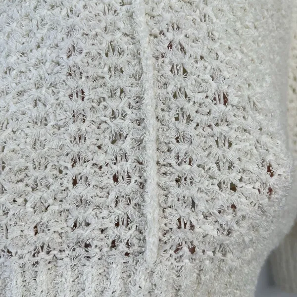 Time and Tru Large L 12-14 Tape Yarn Sweater Cream V-Neck Open Knit Pullover - Image 5