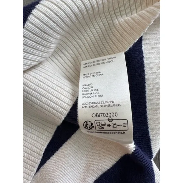 Free People Coastal Stripe Pullover Champagne Navy Combo Large - Image 7