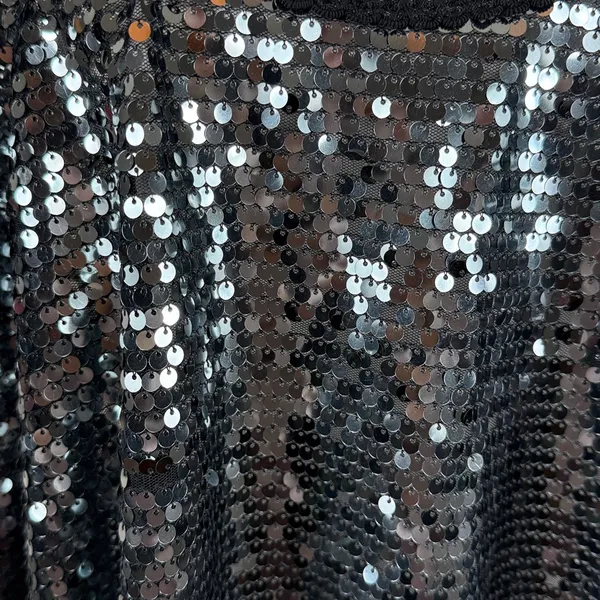 Free People Black Sequin Open Back Flowy Blouse Size‎ Medium - Image 3