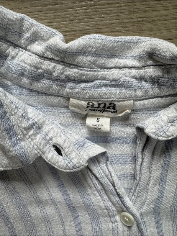 a.n.a White Button-Down Shirt with Light Blue Stripes - Image 2