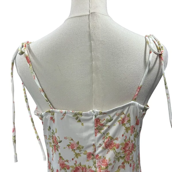 KUTUMAI Women's Summer Floral Bodycon Maxi Dress NWT Coquette Spaghetti Strap LG - Image 7