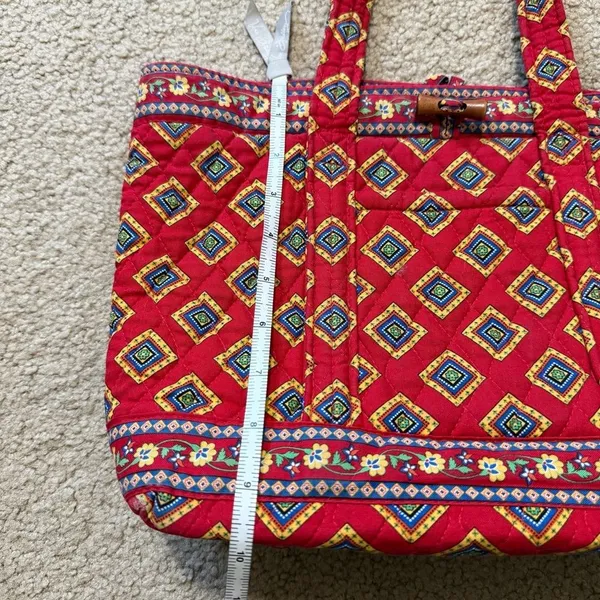 Vera Bradley Villa Red toggle tote shoulder bag, vintage Vera - Image 10