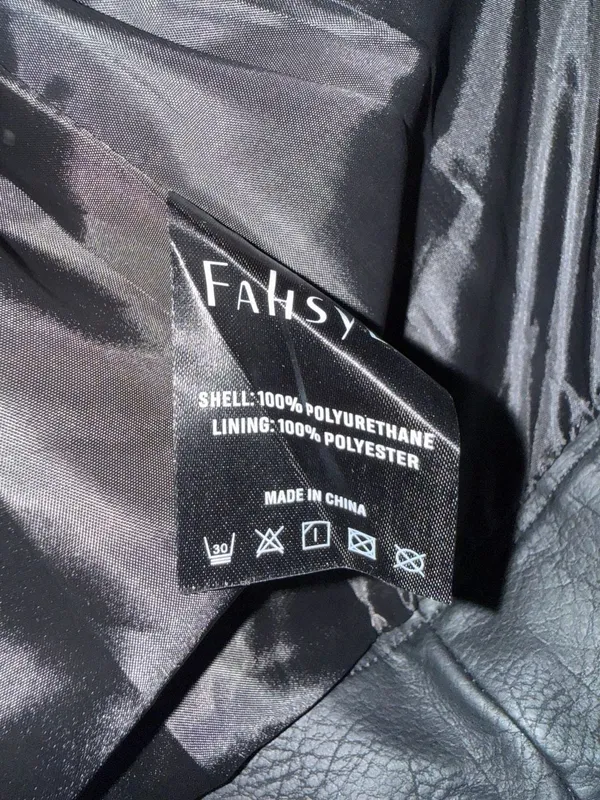 Fahsye Women's Black Faux Leather Asymmetrical Moto Biker Jacket - Image 10
