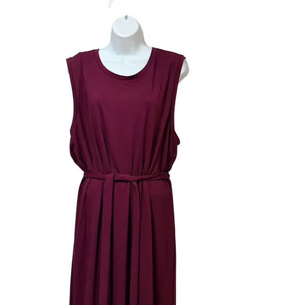 Banana Republic Womens XXL Burgundy Sleeveless Tie Waist Maxi Dress ‎ NWOT - Image 3