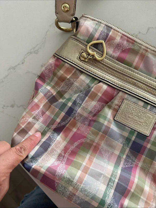 Vintage Coach Plaid Signature C Optic Canvas Shoulder/Crossbody Bag - Image 13