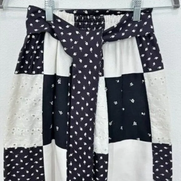 Vintage 70s Patchwork Midi Skirt‎ Checkered Cottagecore Retro Mod Housewife - Image 2